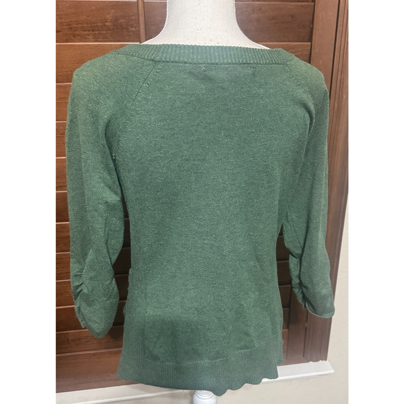 89th & Madison Women’s Sweater Kelly Green sz L soft knit pullover ruched sides - Picture 5 of 7